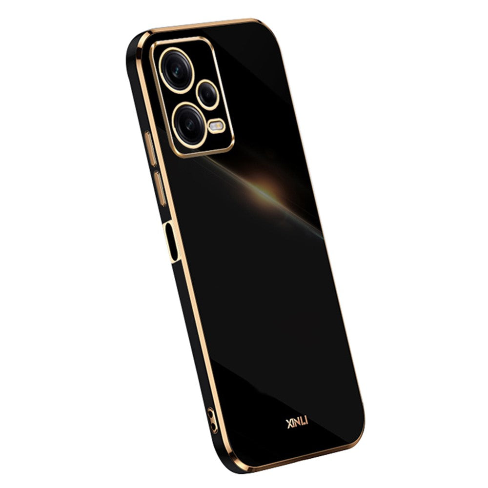 XINLI Shockproof Phone Case for Xiaomi Redmi Note 12 Pro 5G , Electroplating Golden Edge TPU Phone Cover