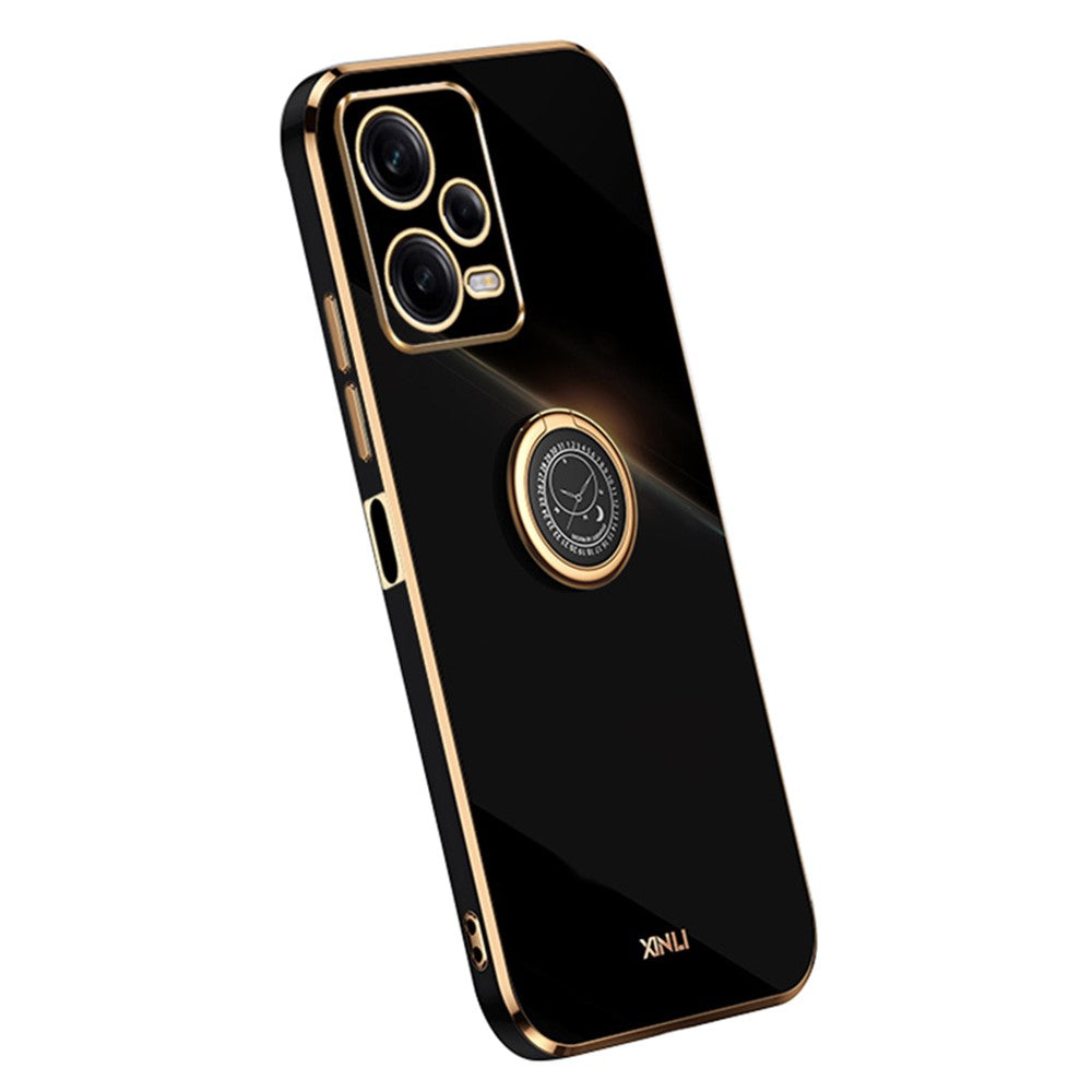 XINLI For Xiaomi Redmi Note 12 Pro 5G Ring Holder Kickstand TPU Phone Cover Case with Electroplating Edge