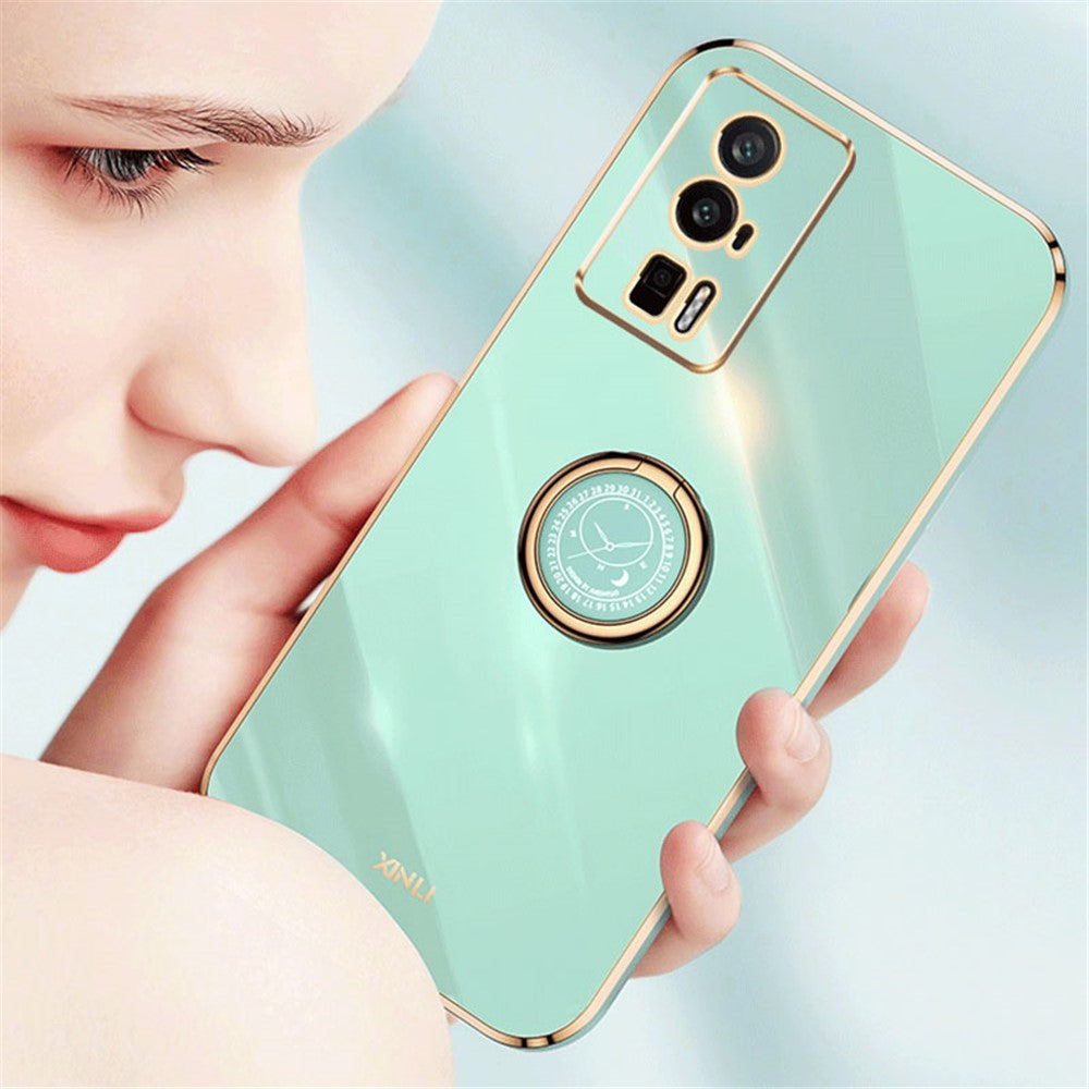 XINLI For Xiaomi Poco F5 Pro 5G / Redmi K60 Pro 5G / K60 5G Kickstand Phone Case, Fall Protection Electroplating TPU Back Cover