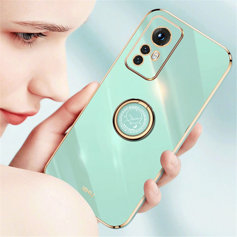 XINLI For Xiaomi 12 5G / 12X 5G / 12S 5G Kickstand Phone Case, Shock-absorbing Electroplating TPU Back Protector Cover