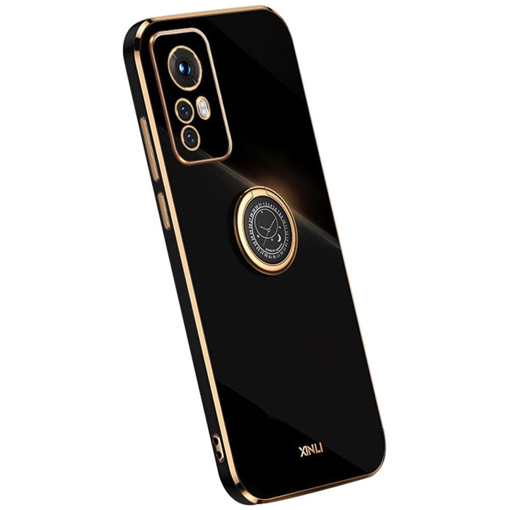 XINLI For Xiaomi 12 5G / 12X 5G / 12S 5G Kickstand Phone Case, Shock-absorbing Electroplating TPU Back Protector Cover