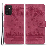 Til Samsung Galaxy A54 5G PU Læder Pung Etui Præget Kat Blomst Telefon Stand Cover med Rem