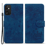 Til Samsung Galaxy A54 5G PU Læder Pung Etui Præget Kat Blomst Telefon Stand Cover med Rem