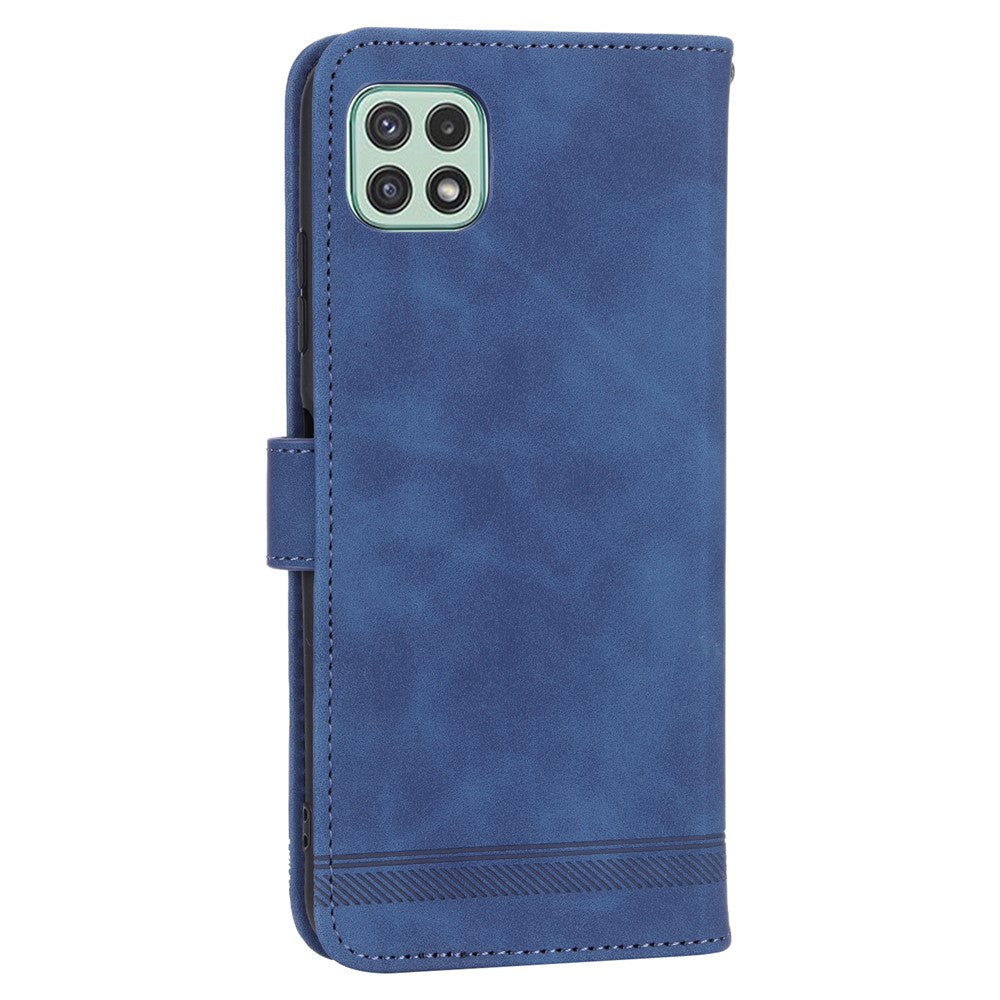 DIERFENG DF-03 Stand Telefoncover til Samsung Galaxy A22 5G (EU-version), pungcover i PU-læder med prægede linjer