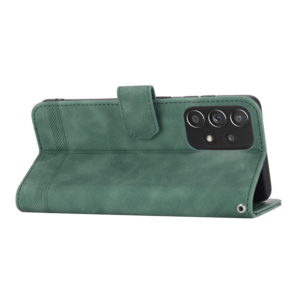 DIERFENG DF-03 PU Leather Wallet Phone Case for Samsung Galaxy A52 4G / 5G / A52s 5G, Flip Stand Lines Imprinted Phone Cover