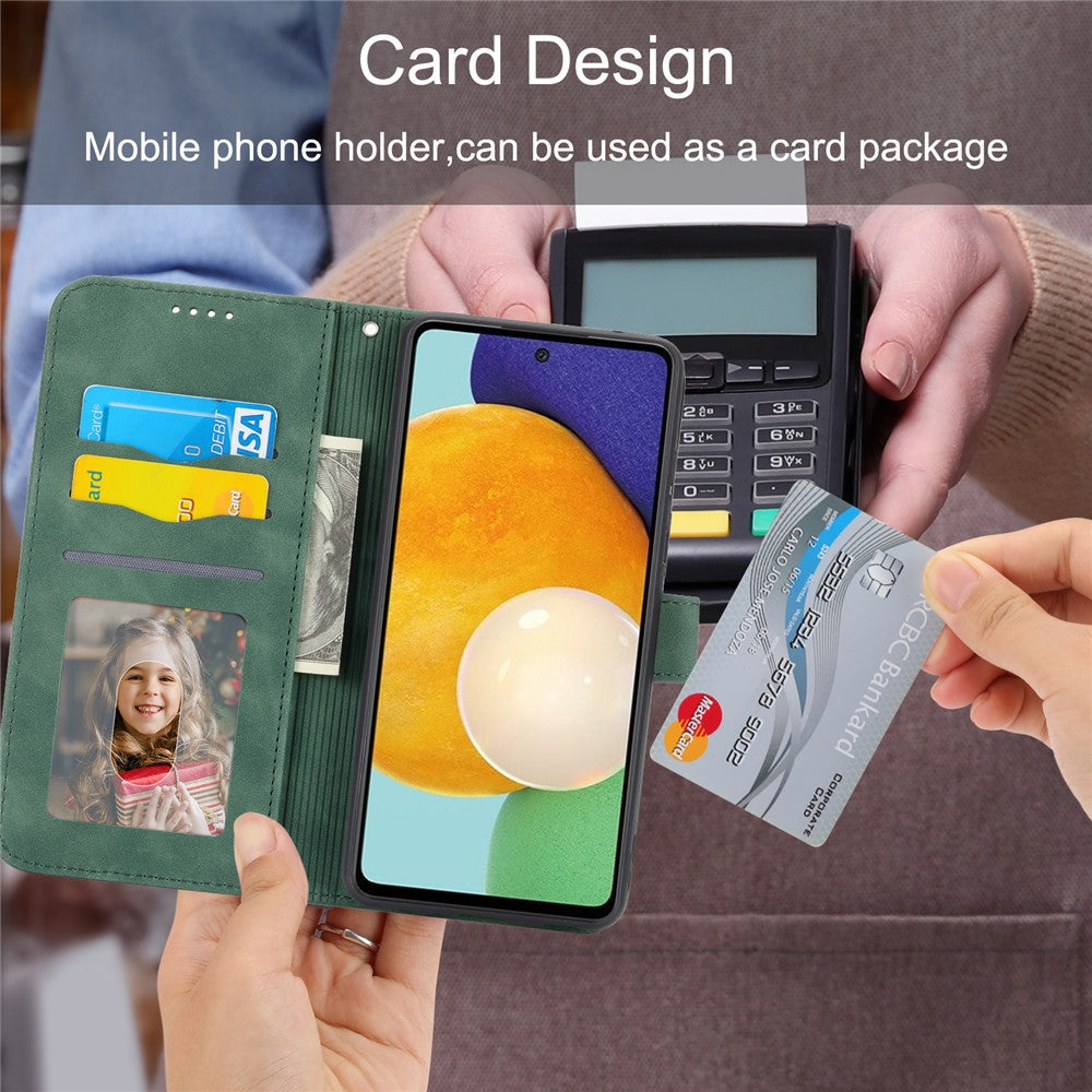 DIERFENG DF-03 PU Leather Wallet Phone Case for Samsung Galaxy A52 4G / 5G / A52s 5G, Flip Stand Lines Imprinted Phone Cover