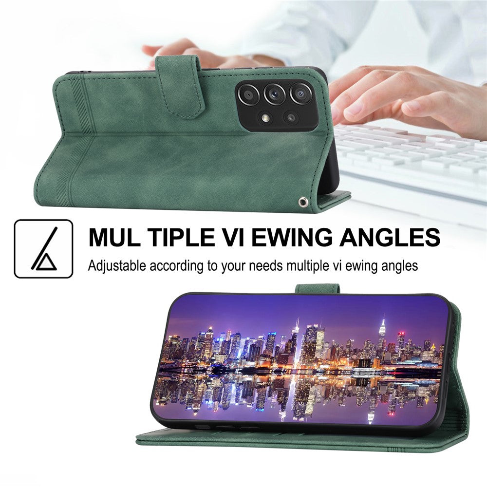 DIERFENG DF-03 PU Leather Wallet Phone Case for Samsung Galaxy A52 4G / 5G / A52s 5G, Flip Stand Lines Imprinted Phone Cover