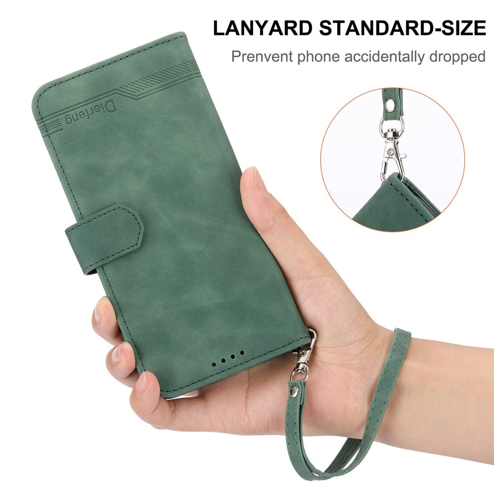 DIERFENG DF-03 PU Leather Wallet Phone Case for Samsung Galaxy A52 4G / 5G / A52s 5G, Flip Stand Lines Imprinted Phone Cover