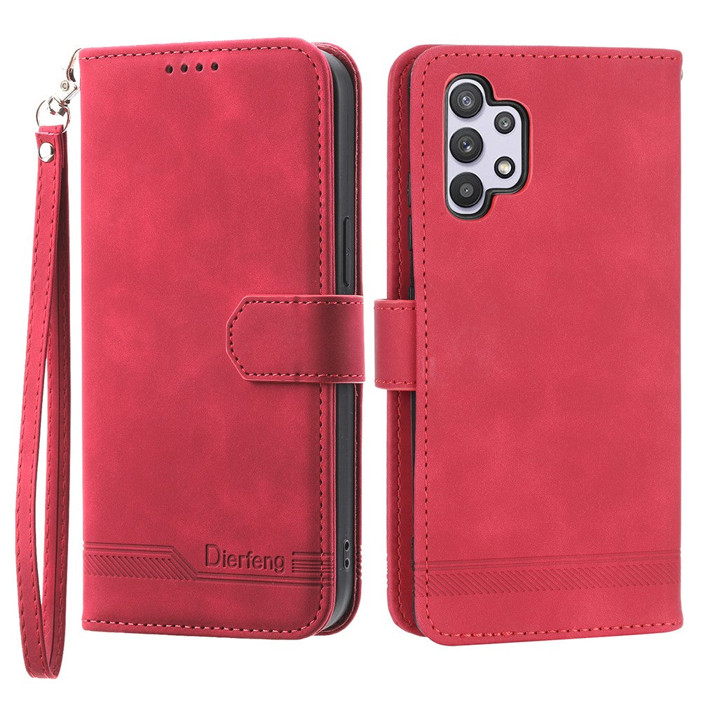 DIERFENG DF-03 Mobile Phone Cover for Samsung Galaxy A32 5G / M32 5G, Lines Imprinted PU Leather Stand Wallet Phone Case