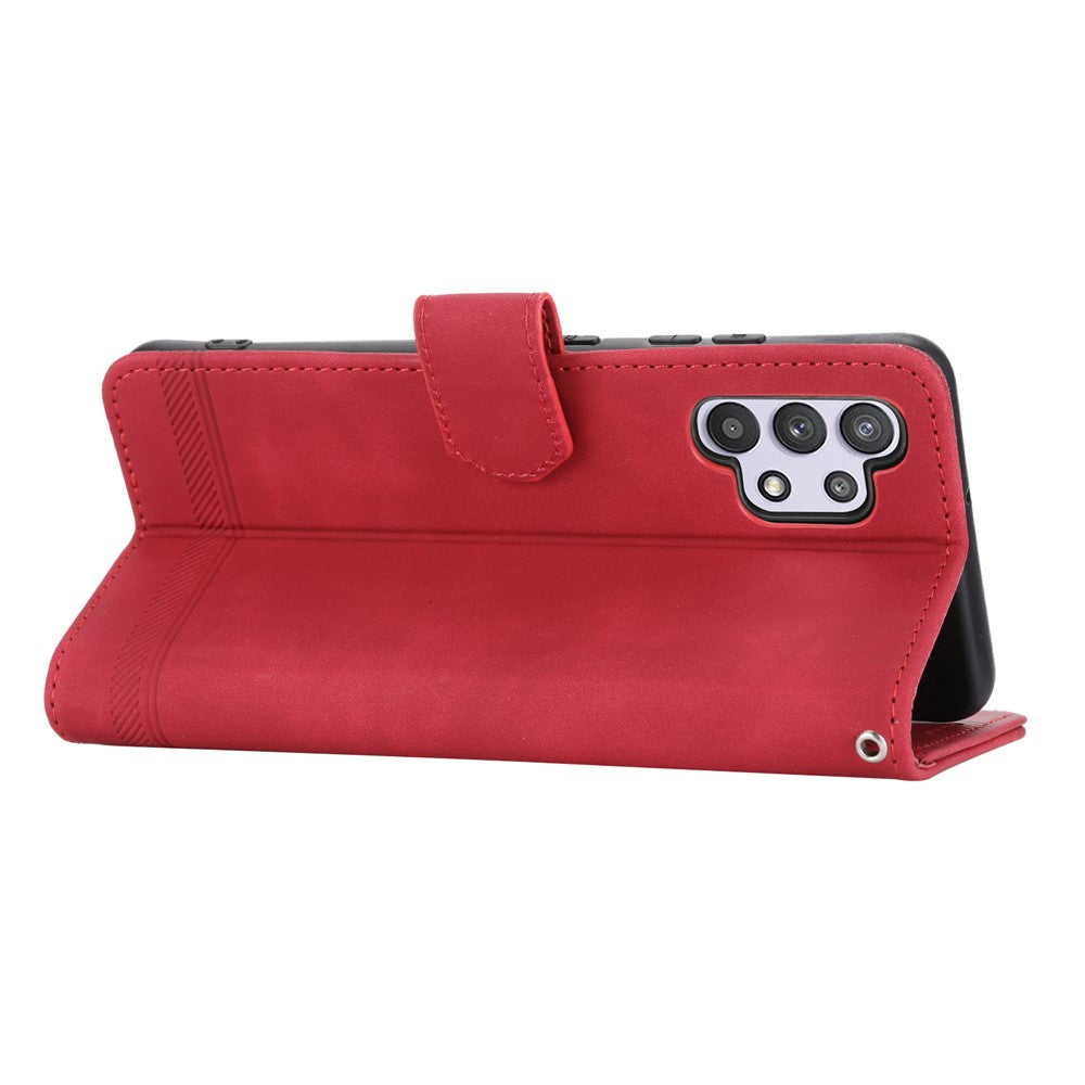 DIERFENG DF-03 Mobile Phone Cover for Samsung Galaxy A32 5G / M32 5G, Lines Imprinted PU Leather Stand Wallet Phone Case