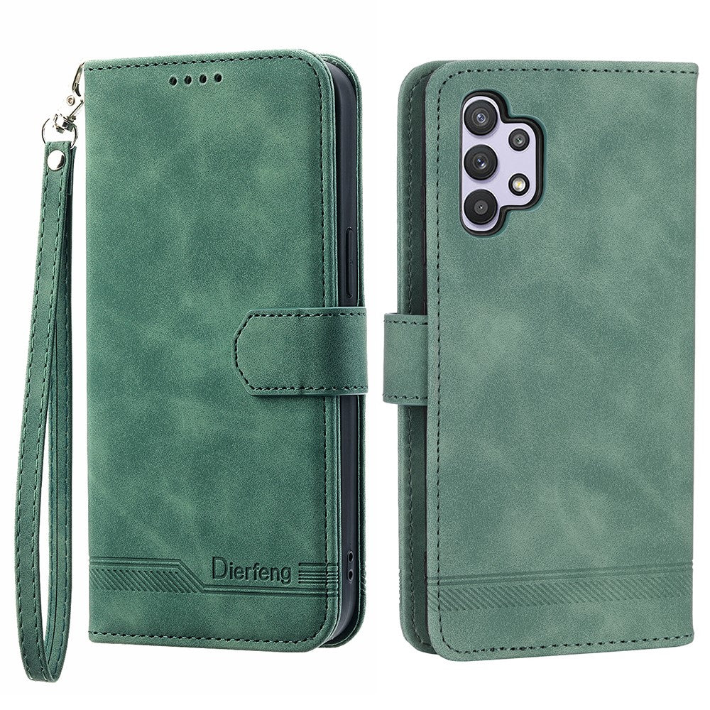 DIERFENG DF-03 Mobile Phone Cover for Samsung Galaxy A32 5G / M32 5G, Lines Imprinted PU Leather Stand Wallet Phone Case