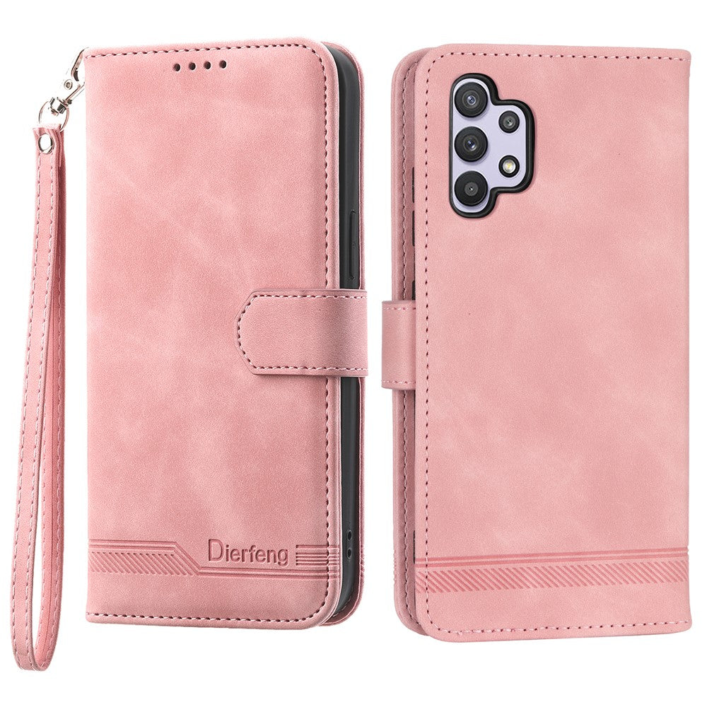 DIERFENG DF-03 Mobile Phone Cover for Samsung Galaxy A32 5G / M32 5G, Lines Imprinted PU Leather Stand Wallet Phone Case