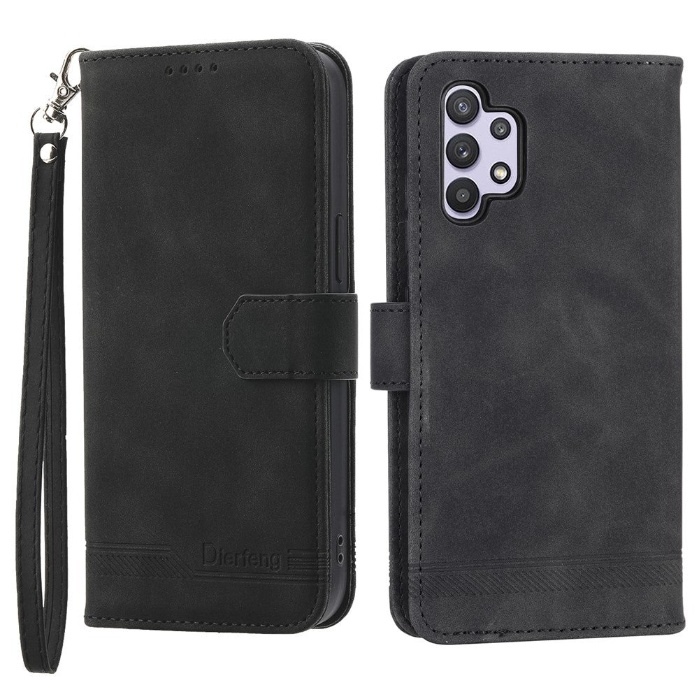 DIERFENG DF-03 Mobile Phone Cover for Samsung Galaxy A32 5G / M32 5G, Lines Imprinted PU Leather Stand Wallet Phone Case
