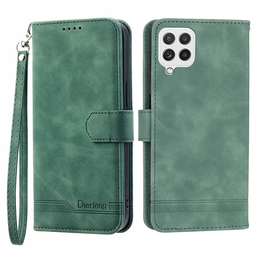 DIERFENG DF-03 Phone Case for Samsung Galaxy A22 4G (EU Version), Stand Wallet Lines Imprinted Leather Cover