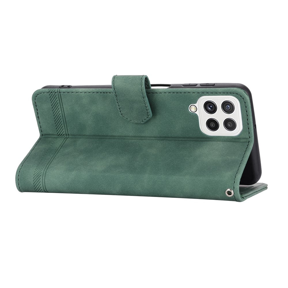 DIERFENG DF-03 Phone Case for Samsung Galaxy A22 4G (EU Version), Stand Wallet Lines Imprinted Leather Cover