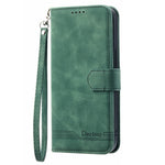 DIERFENG DF-03 Phone Case for Samsung Galaxy A22 4G (EU Version), Stand Wallet Lines Imprinted Leather Cover