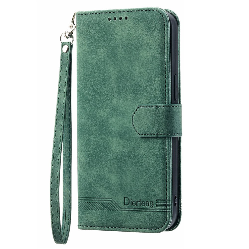 DIERFENG DF-03 Phone Case for Samsung Galaxy A22 4G (EU Version), Stand Wallet Lines Imprinted Leather Cover