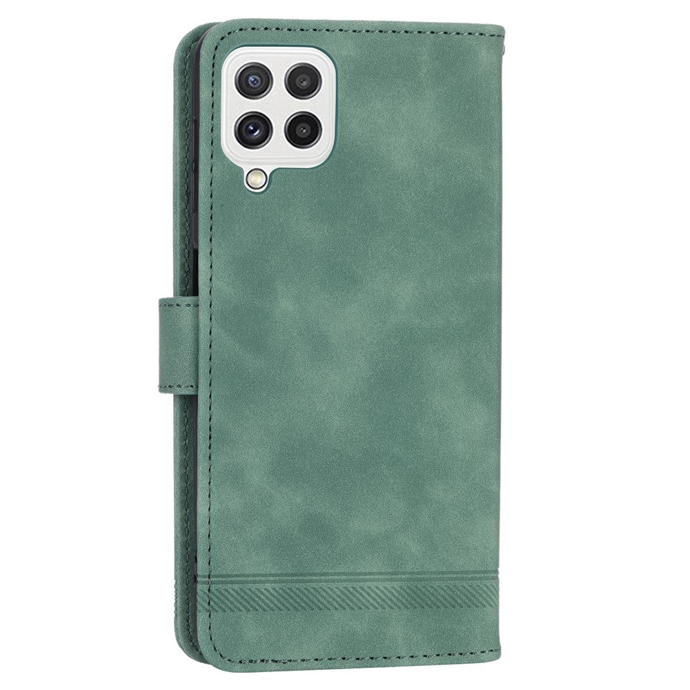 DIERFENG DF-03 Phone Case for Samsung Galaxy A22 4G (EU Version), Stand Wallet Lines Imprinted Leather Cover
