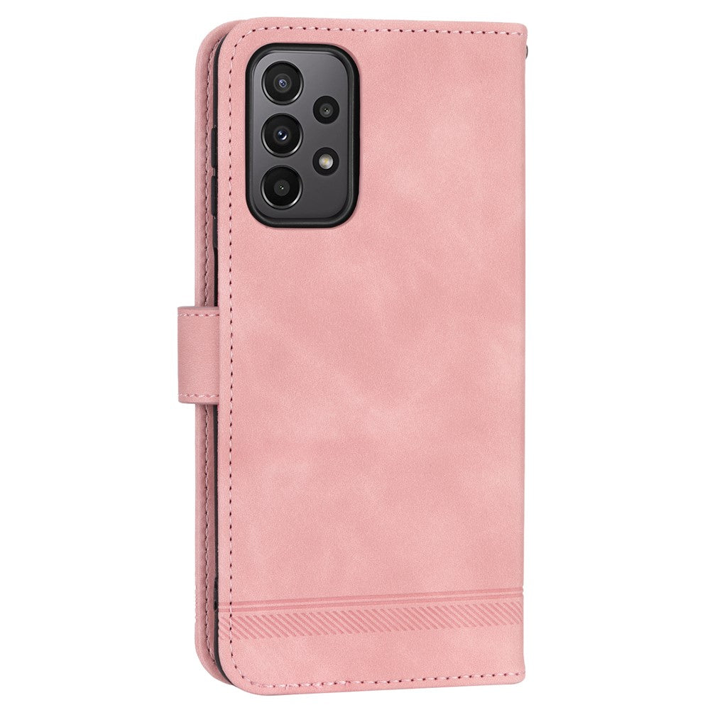 DIERFENG DF-03 Leather Phone Case for Samsung Galaxy A23 5G (Global Version) / A23 4G, Lines Imprinted Wallet Stand Phone Cover