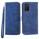 DIERFENG DF-03 Leather Case for Samsung Galaxy A03s (164.2mm) Stand Wallet Lines Imprint Cell Phone Cover