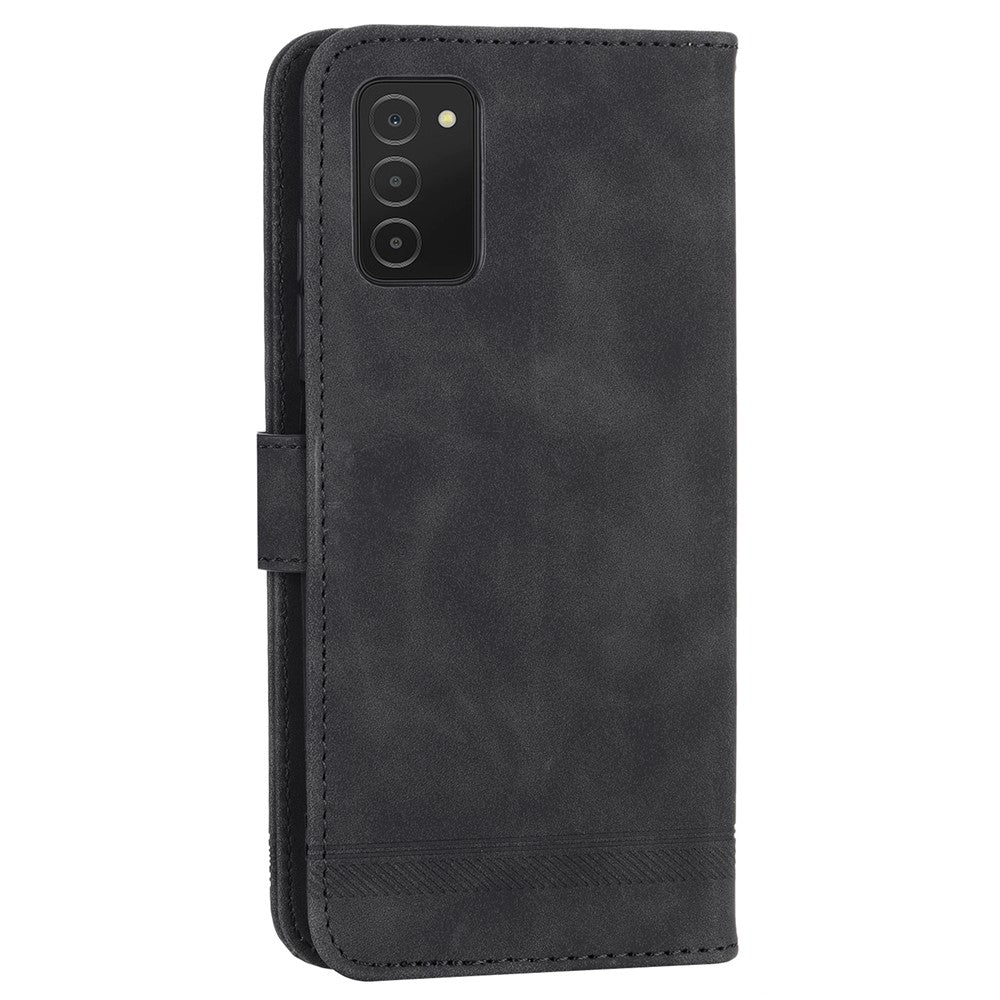 DIERFENG DF-03 Telefoncover til Samsung Galaxy A03s (166,5 mm), Stand-pung med indprægede linjer i læder