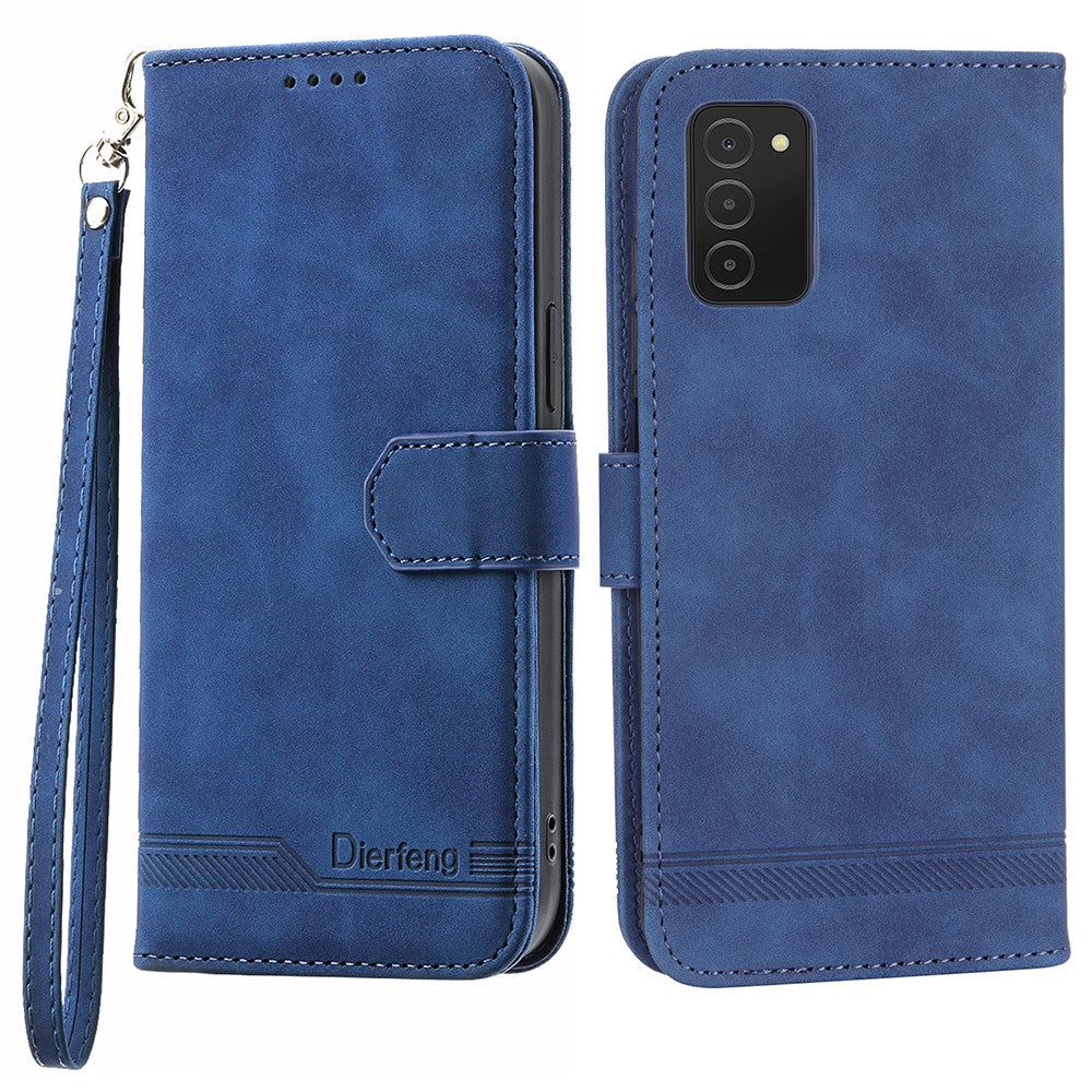 DIERFENG DF-03 Telefoncover til Samsung Galaxy A03s (166,5 mm), Stand-pung med indprægede linjer i læder