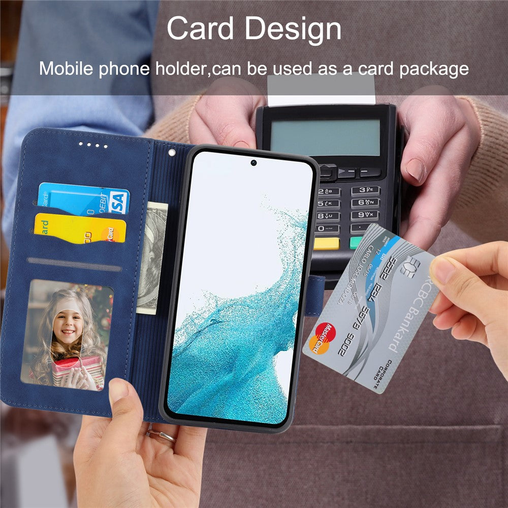 DIERFENG DF-03 Mobile Phone Leather Case for Samsung Galaxy A54 5G, Lines Imprinted Stand Wallet Phone Cover