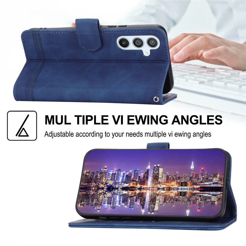 DIERFENG DF-03 Mobile Phone Leather Case for Samsung Galaxy A54 5G, Lines Imprinted Stand Wallet Phone Cover