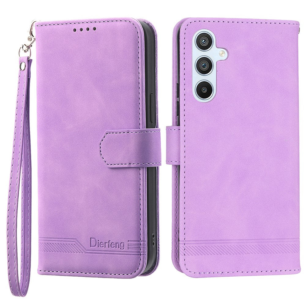 DIERFENG DF-03 Mobile Phone Leather Case for Samsung Galaxy A54 5G, Lines Imprinted Stand Wallet Phone Cover