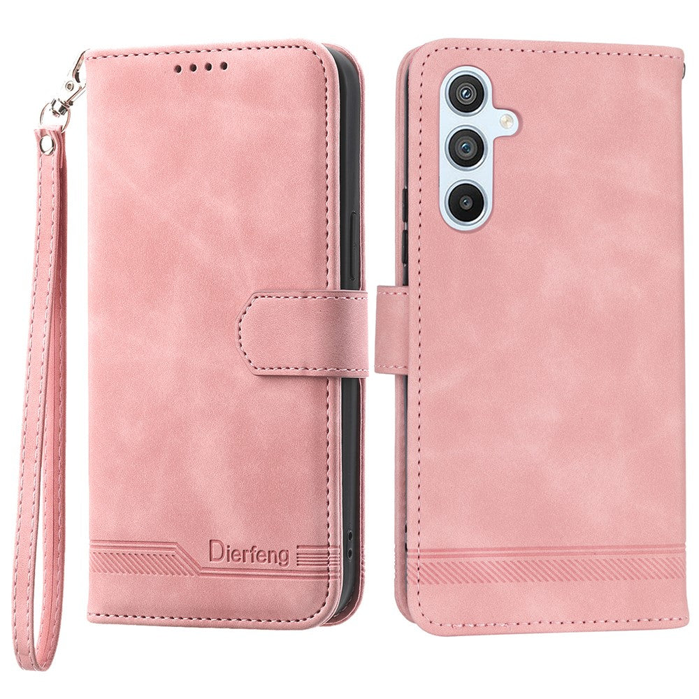 DIERFENG DF-03 Mobile Phone Leather Case for Samsung Galaxy A54 5G, Lines Imprinted Stand Wallet Phone Cover