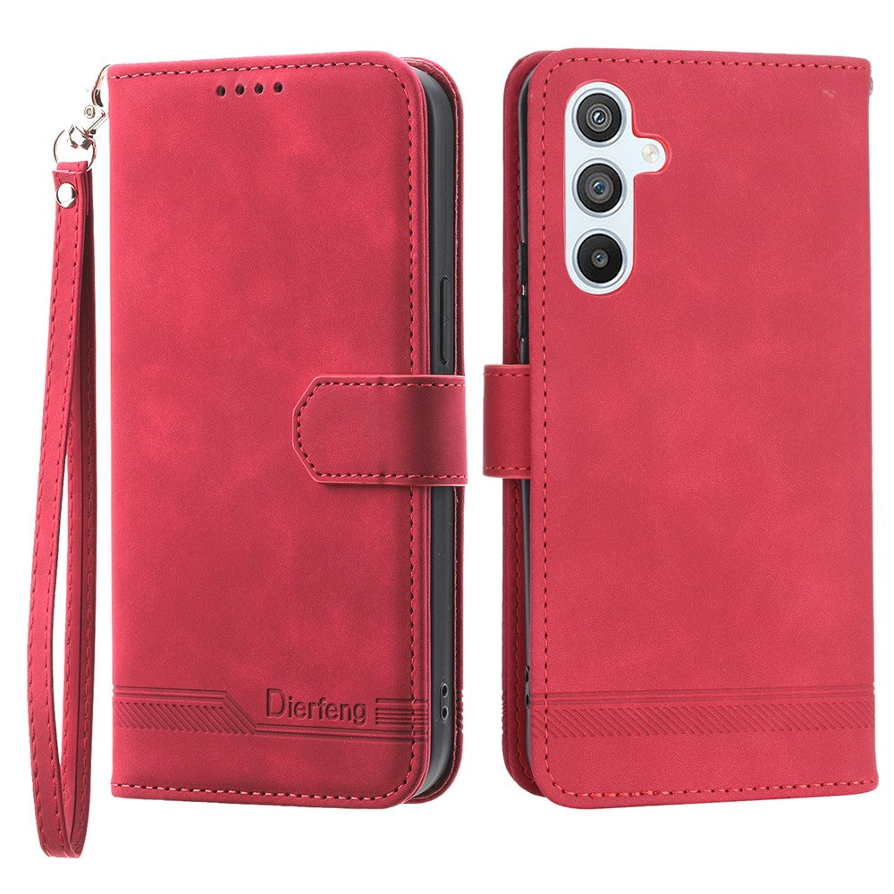 DIERFENG DF-03 Mobile Phone Leather Case for Samsung Galaxy A54 5G, Lines Imprinted Stand Wallet Phone Cover