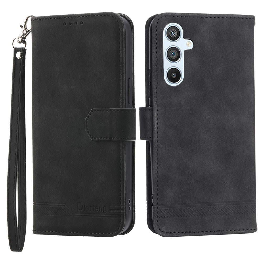 DIERFENG DF-03 Mobile Phone Leather Case for Samsung Galaxy A54 5G, Lines Imprinted Stand Wallet Phone Cover