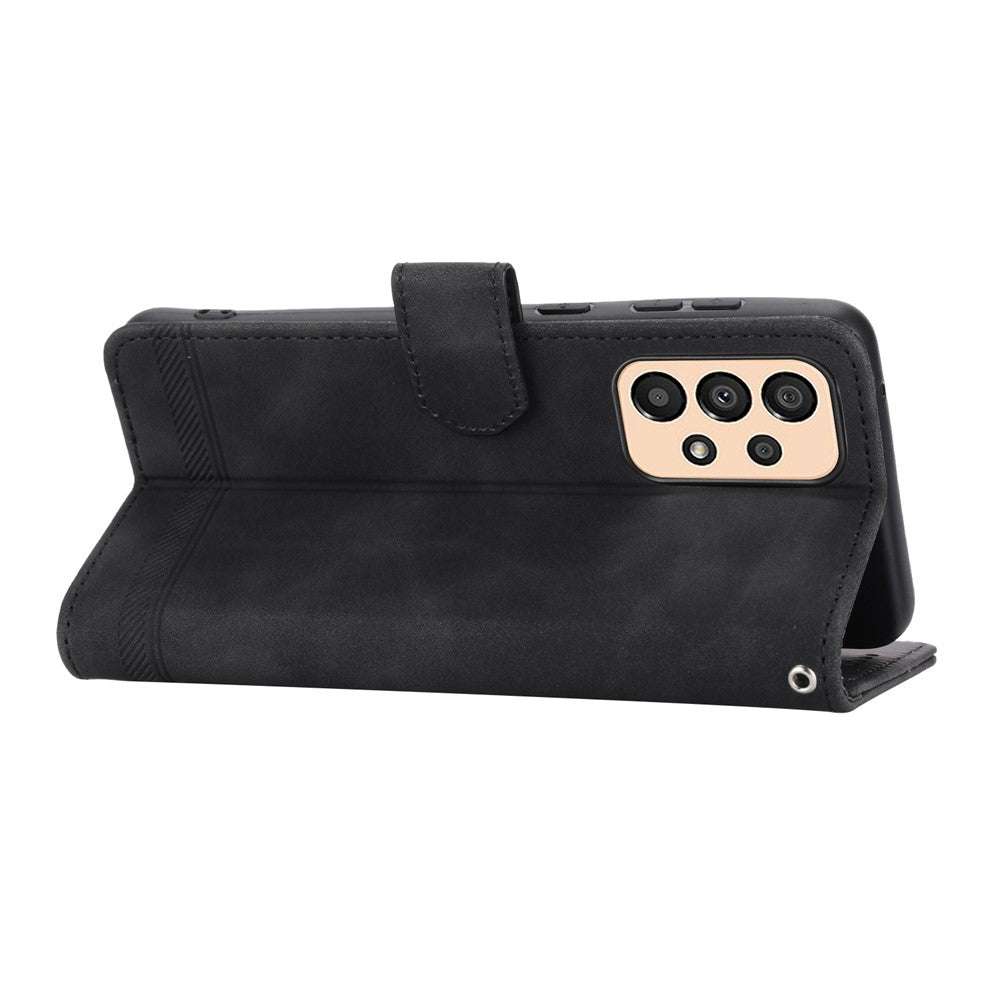 DIERFENG DF-03 Protective Phone Case for Samsung Galaxy A33 5G, Wallet Stand PU Leather Lines Imprinted Phone Cover