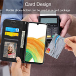 DIERFENG DF-03 Protective Phone Case for Samsung Galaxy A33 5G, Wallet Stand PU Leather Lines Imprinted Phone Cover
