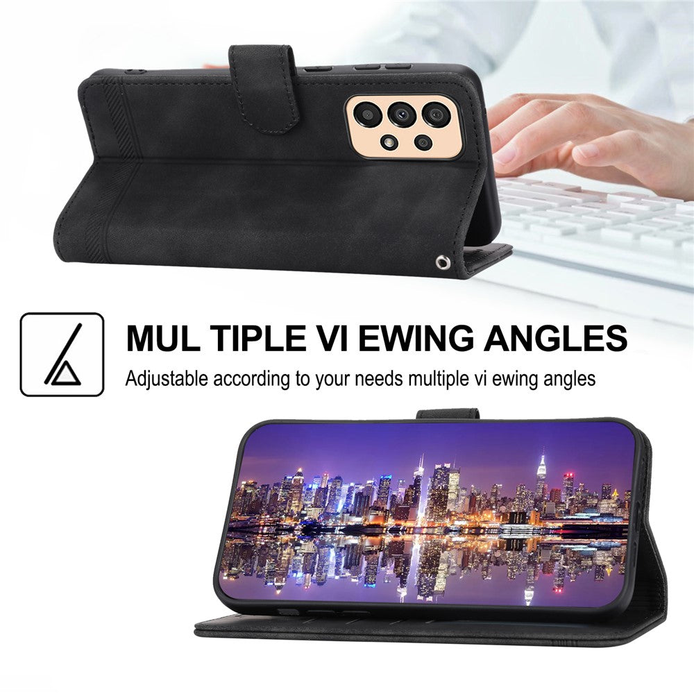 DIERFENG DF-03 Protective Phone Case for Samsung Galaxy A33 5G, Wallet Stand PU Leather Lines Imprinted Phone Cover