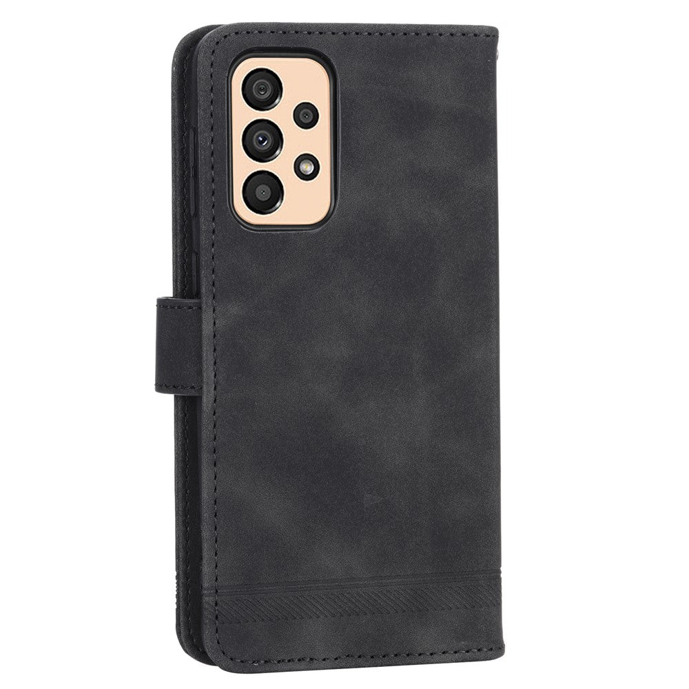 DIERFENG DF-03 Protective Phone Case for Samsung Galaxy A33 5G, Wallet Stand PU Leather Lines Imprinted Phone Cover