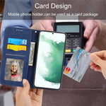 DIERFENG DF-03 Wallet Phone Case for Samsung Galaxy S22+ 5G, Stand PU Leather Lines Imprinted Cover