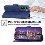 DIERFENG DF-03 Wallet Phone Case for Samsung Galaxy S22+ 5G, Stand PU Leather Lines Imprinted Cover