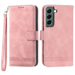 DIERFENG DF-03 Wallet Phone Case for Samsung Galaxy S22+ 5G, Stand PU Leather Lines Imprinted Cover