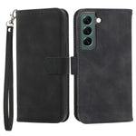 DIERFENG DF-03 Wallet Phone Case for Samsung Galaxy S22+ 5G, Stand PU Leather Lines Imprinted Cover