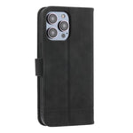DIERFENG DF-03 Leather Phone Case for iPhone 12 Pro Max 6.7 inch, Lines Imprinted Phone Shell Flip Wallet Cover Stand