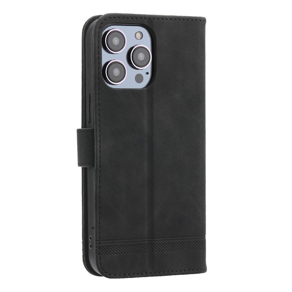 DIERFENG DF-03 Leather Phone Case for iPhone 12 Pro Max 6.7 inch, Lines Imprinted Phone Shell Flip Wallet Cover Stand