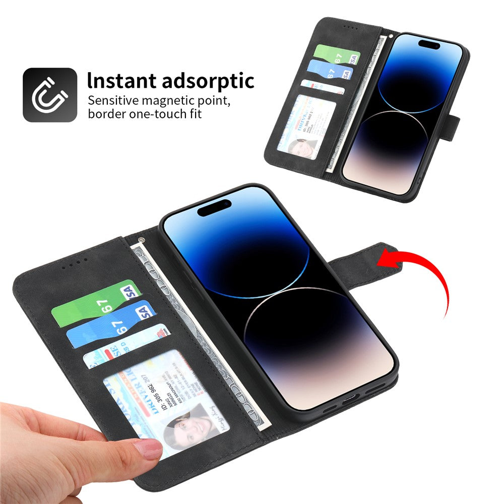 DIERFENG DF-03 Leather Phone Case for iPhone 12 Pro Max 6.7 inch, Lines Imprinted Phone Shell Flip Wallet Cover Stand