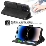 DIERFENG DF-03 Leather Phone Case for iPhone 12 Pro Max 6.7 inch, Lines Imprinted Phone Shell Flip Wallet Cover Stand