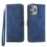 DIERFENG DF-03 Leather Phone Case for iPhone 12 Pro Max 6.7 inch, Lines Imprinted Phone Shell Flip Wallet Cover Stand