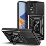 Anti-drop Phone Case For Oppo A17 4G, Ring Kickstand Mobile Phone Case with Slide Camera Lens Cover