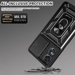 Anti-drop Phone Case For Oppo A17 4G, Ring Kickstand Mobile Phone Case with Slide Camera Lens Cover