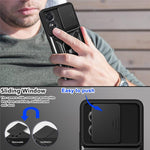 Anti-drop Phone Case For Oppo A17 4G, Ring Kickstand Mobile Phone Case with Slide Camera Lens Cover