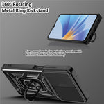 Anti-drop Phone Case For Oppo A17 4G, Ring Kickstand Mobile Phone Case with Slide Camera Lens Cover