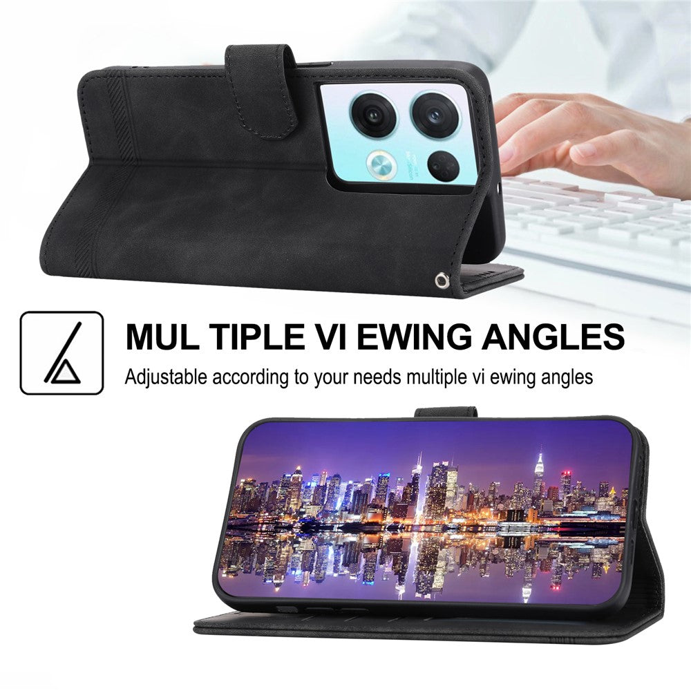 DIERFENG DF-03 Läderfodral till Oppo Reno8 5G (Global Version), Plånboksfodral med stativ och tryck